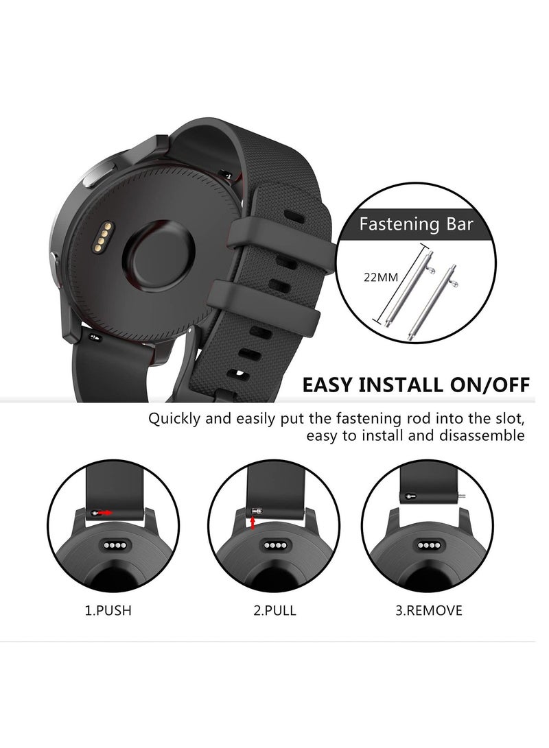 Watch Band for Garmin Vivoactive 4 Soft Silicone Replacement Watch Straps Compatible with Samsng Galaxy 46mm/Gear S3 Frontier Amazfit GTR 3 Pro WristBand (Black-22mm) - Image 4