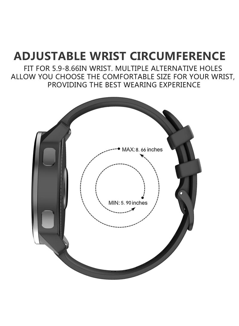 Watch Band for Garmin Vivoactive 4 Soft Silicone Replacement Watch Straps Compatible with Samsng Galaxy 46mm/Gear S3 Frontier Amazfit GTR 3 Pro WristBand (Black-22mm) - Image 5