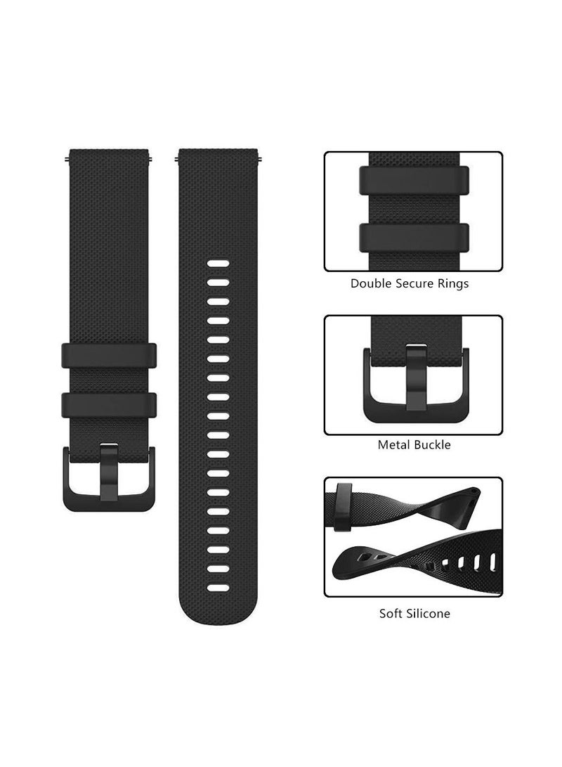 Watch Band for Garmin Vivoactive 4 Soft Silicone Replacement Watch Straps Compatible with Samsng Galaxy 46mm/Gear S3 Frontier Amazfit GTR 3 Pro WristBand (Black-22mm) - Image 3