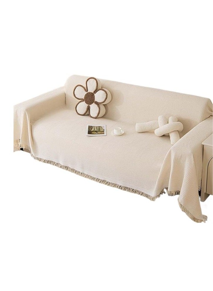 general Sofa towel full cover ins cream cotton yarn camping blanket sofa cushion cover towel all seasons universal all-inclusive sofa cover (90x180cm)