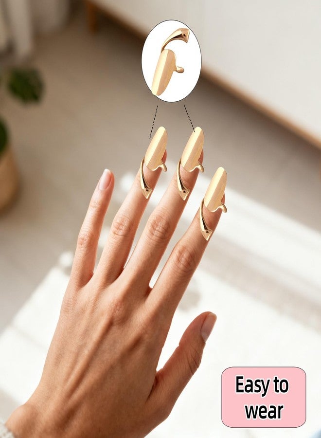 VrotQyn 8Pcs Gold Metal Fingernail Rings Adjustable Opening, Fingertip Protective Caps Nail Art Decoration Accessories for Women Girls Party Cosplay - Image 5
