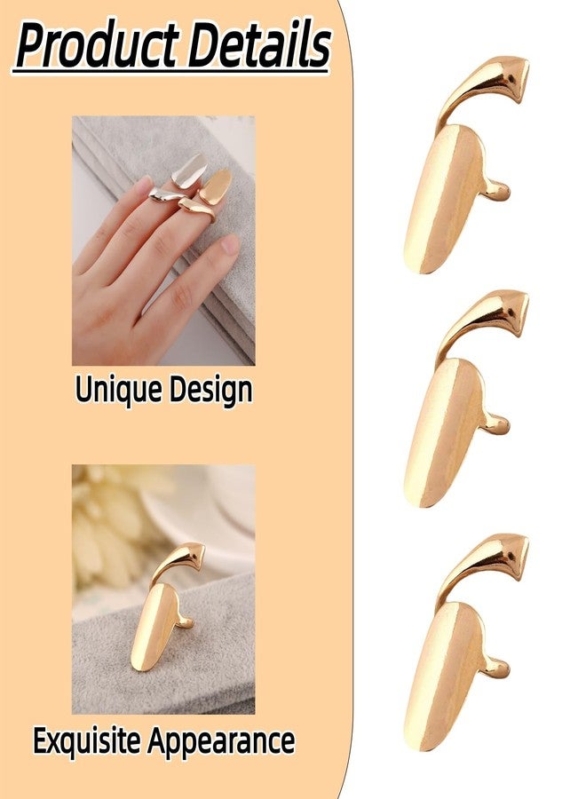 VrotQyn 8Pcs Gold Metal Fingernail Rings Adjustable Opening, Fingertip Protective Caps Nail Art Decoration Accessories for Women Girls Party Cosplay - Image 3