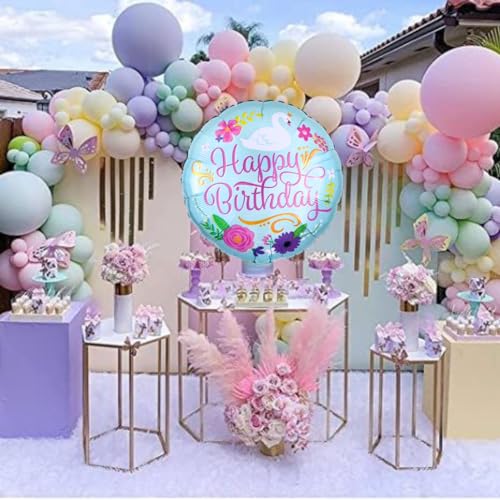 Wanna Party وانا بارتي 18" بالون سوان الزهور عيد ميلاد سعيد S40 - Image 3