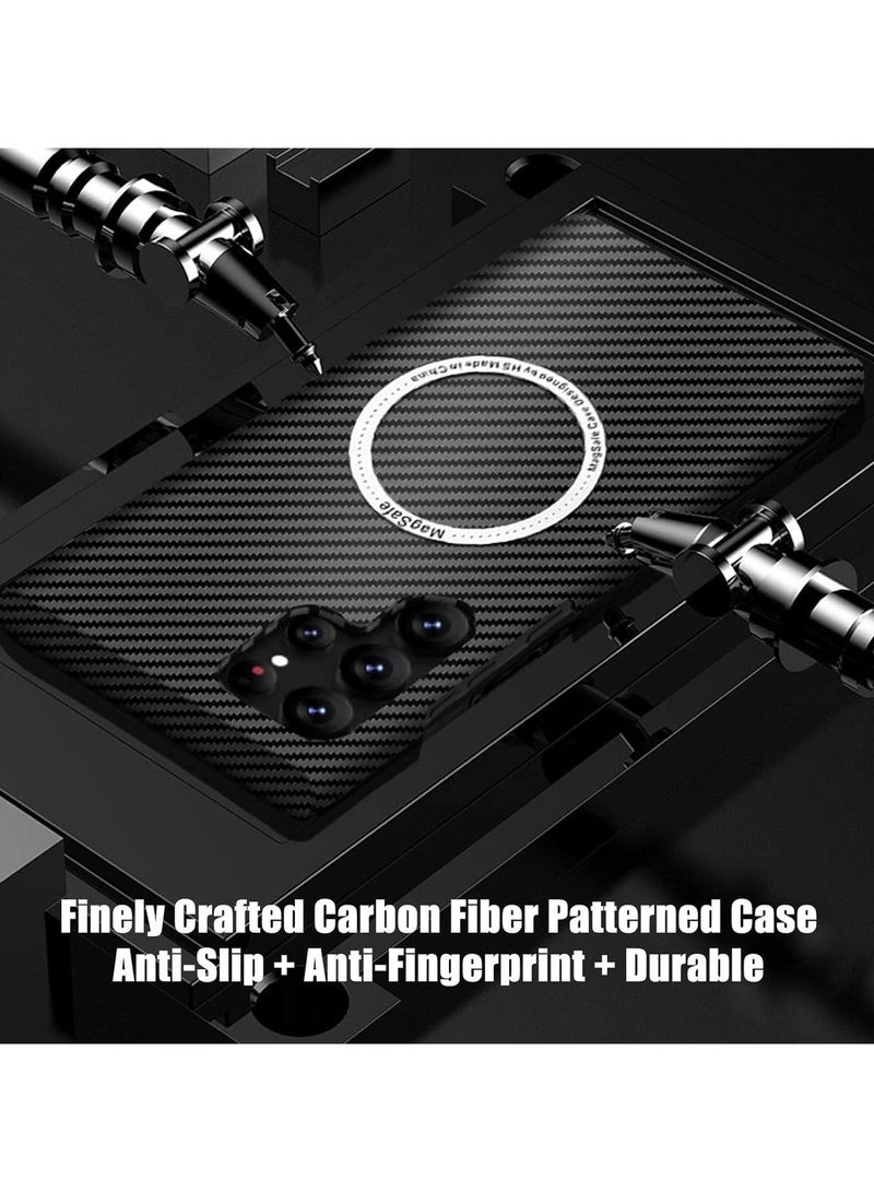 Magsafe Samsung Galaxy S24 Ultra Case for Compatible with Mag-safe, Ultra Slim S24 Ultra Carbon Fiber Texture Case, Galaxy S24 Ultra 5G Thin Hard PC Magnetic Protective Case (S24 Ultra, Black) - Image 2