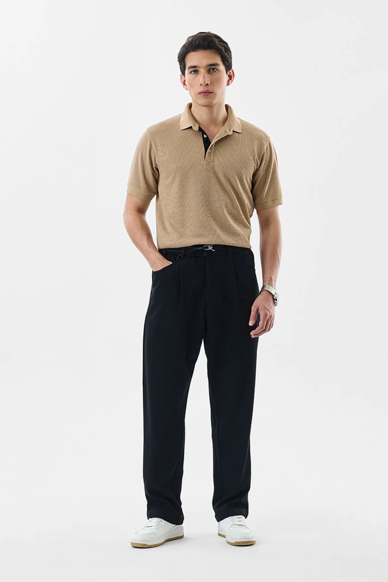 Snitch Black Baggy Fit Stretch Trousers for Men | Best Price UAE