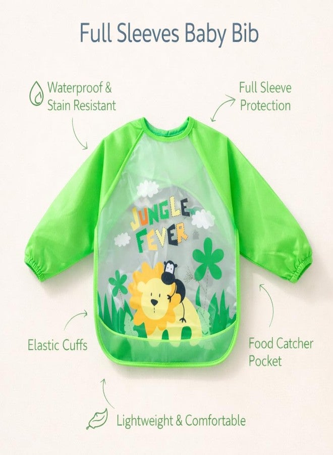AEREX Full Sleeves Baby Bib Waterproof Feeding Apron for Toddlers | Long Sleeve Smock with Food Catcher Pocket | Mess Proof, Lightweight, Reusable & Easy Clean (Green) - Image 2