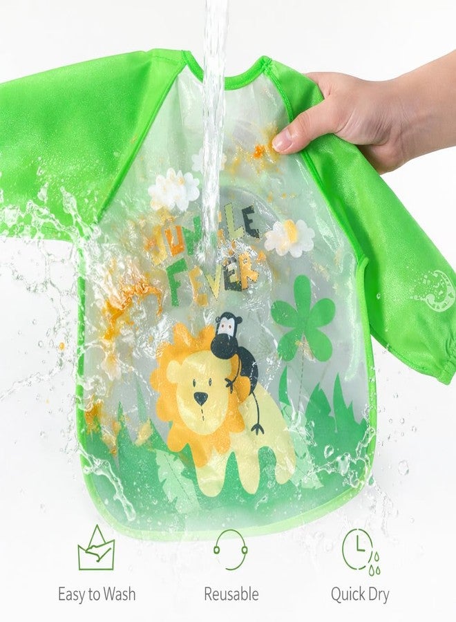 AEREX Full Sleeves Baby Bib Waterproof Feeding Apron for Toddlers | Long Sleeve Smock with Food Catcher Pocket | Mess Proof, Lightweight, Reusable & Easy Clean (Green) - Image 5