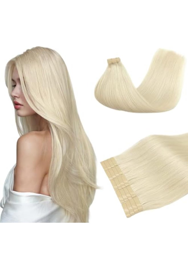 DOORES Tape in Extensions Human Hair Platinum Blonde 20 Inch 50g 20pcs Remy Hair Extensions Tape in Skin Weft Real Natural Straight Blonde Hair for Women - Image 1