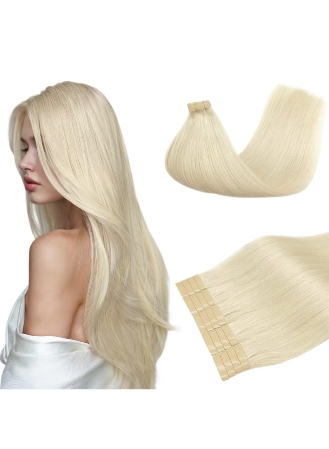 DOORES Tape in Extensions Human Hair Platinum Blonde 20 Inch 50g 20pcs Remy Hair Extensions Tape in Skin Weft Real Natural Straight Blonde Hair for Women - Image 3
