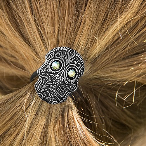 Oberon Design Ponytail Holder, Hair Accessory, Women's Hair Tie, Sugar Skull, Handcrafted in the USA by Oberon Design - Image 2