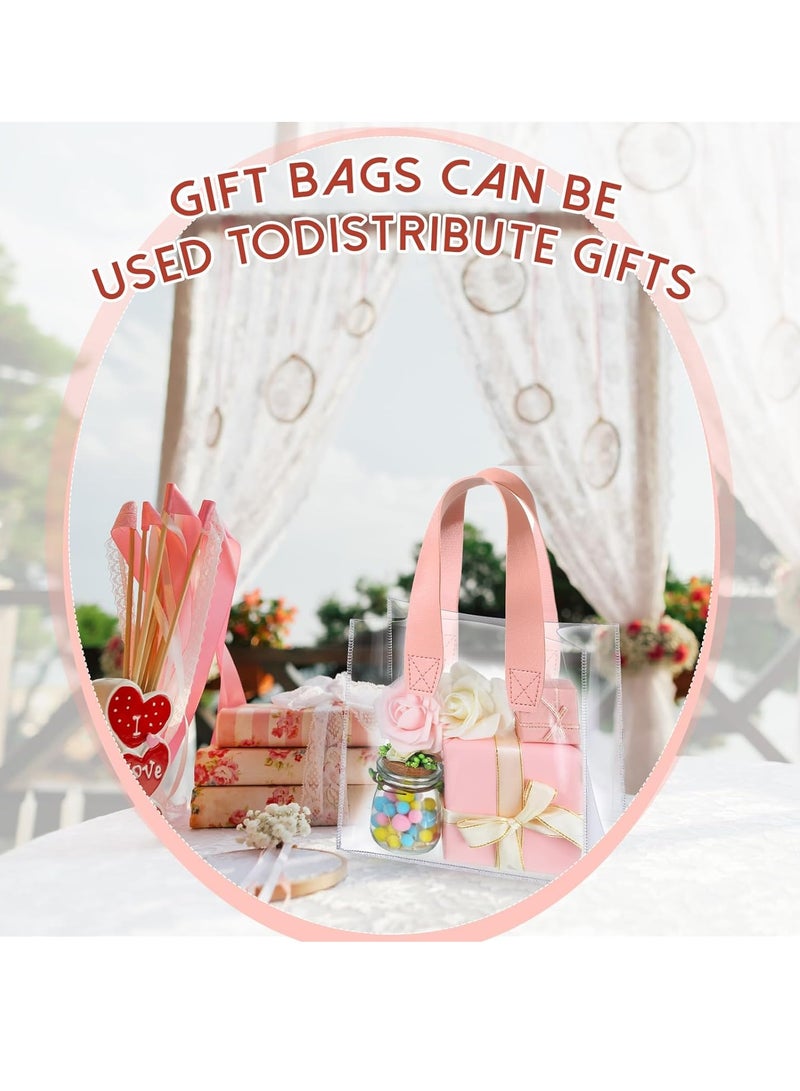SYOSI 12pcs Clear Gift Bags with Handle Plastic Small Transparent Gift Wrap Tote Bag Reusable Heavy Duty Party Favor Bags in Bulk for Wedding Shopping Baby Shower 7.87 x 3.94 x 7.09 Inch - Image 2