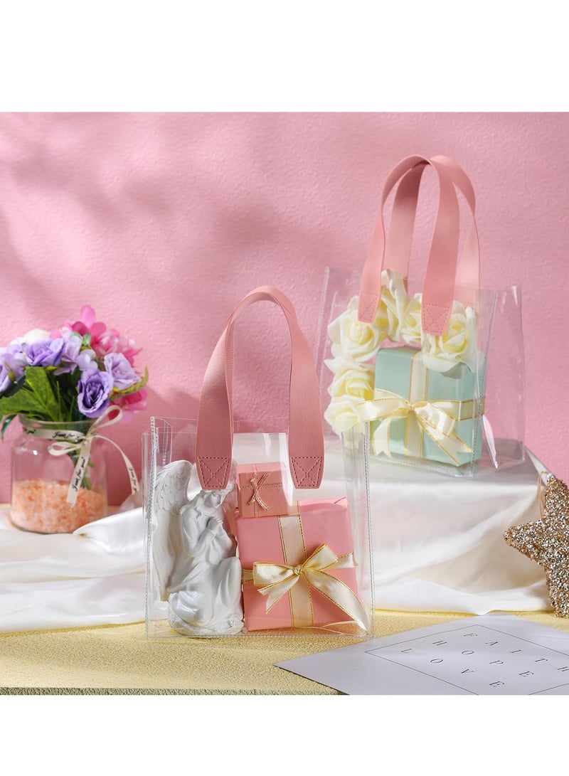 SYOSI 12pcs Clear Gift Bags with Handle Plastic Small Transparent Gift Wrap Tote Bag Reusable Heavy Duty Party Favor Bags in Bulk for Wedding Shopping Baby Shower 7.87 x 3.94 x 7.09 Inch - Image 4