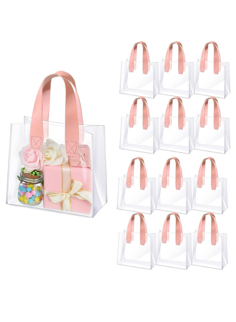 SYOSI 12pcs Clear Gift Bags with Handle Plastic Small Transparent Gift Wrap Tote Bag Reusable Heavy Duty Party Favor Bags in Bulk for Wedding Shopping Baby Shower 7.87 x 3.94 x 7.09 Inch - Image 1
