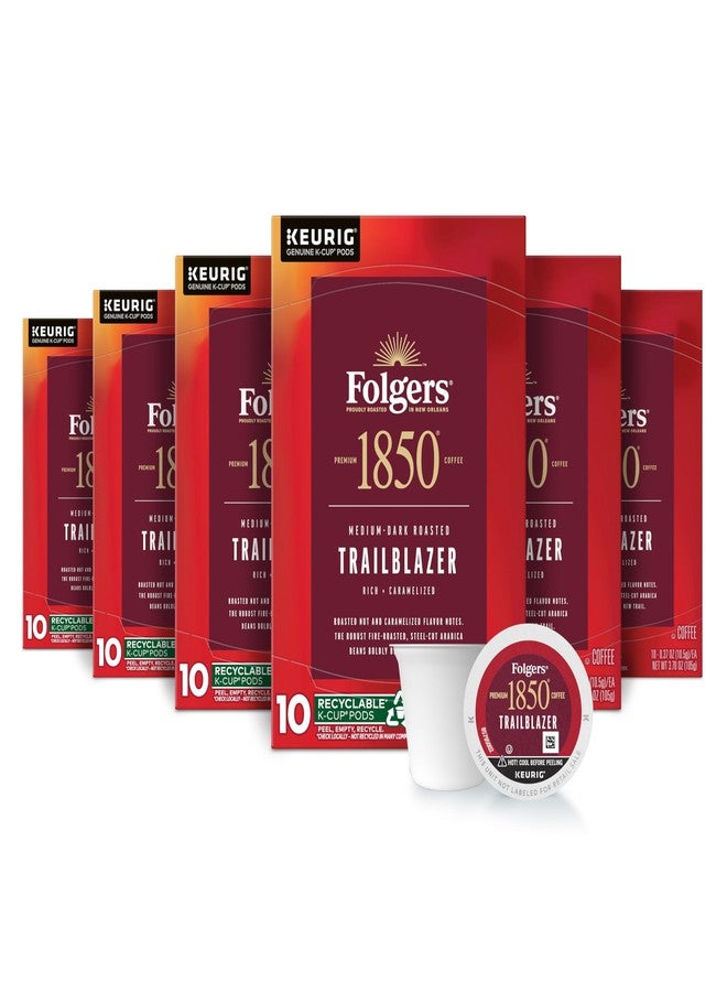 Folgers 1850 Trailblazer, Medium-Dark Roast Coffee, Keurig K-Cup Pods, 10-Count Boxes (Pack of 6) - Image 1