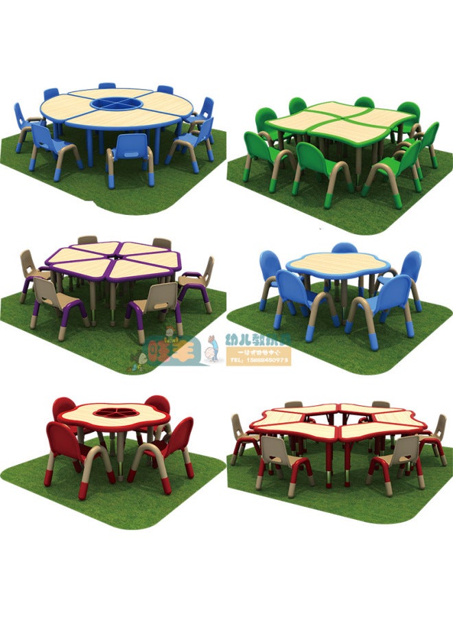 Qitele Kindergarten Children's Table And Chair School Table Rectangular Table Lifting Desk Round Table Half Round Table Moon Table - Image 2