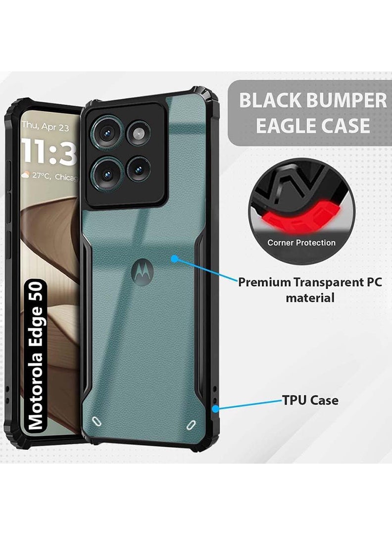 Case Up Case For Motorola Edge 50 Crystal Clear Tactical Back Cover Case With 360 Degree Protection, Shockproof Bumper Protective Phone Cover, Anti-Scratch Hard PC Back (Clear) - Image 3