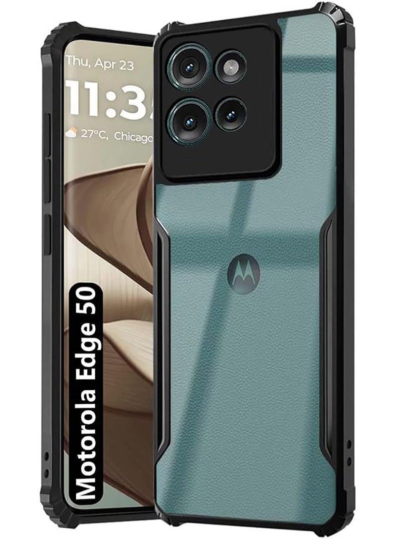 Case Up Case For Motorola Edge 50 Crystal Clear Tactical Back Cover Case With 360 Degree Protection, Shockproof Bumper Protective Phone Cover, Anti-Scratch Hard PC Back (Clear) - Image 1