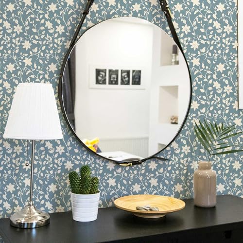 YXTII Blue Floral Wallpaper Peel and Stick Vintage Wallpaper Self Adhesive Removable Easy Peel Off Stick on Wall Paper for Bedroom - Image 5
