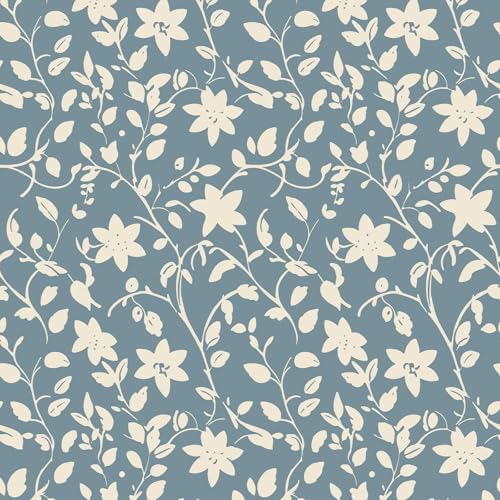 YXTII Blue Floral Wallpaper Peel and Stick Vintage Wallpaper Self Adhesive Removable Easy Peel Off Stick on Wall Paper for Bedroom - Image 1