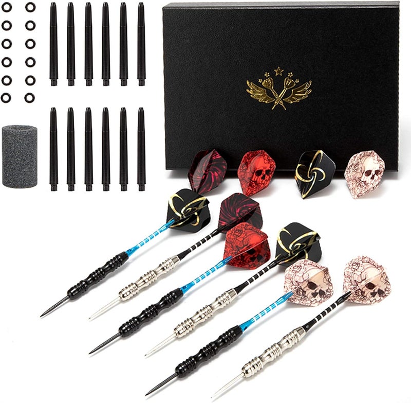 Wsdart Darts Metal Tip Set Professional Metal Darts for Dartboard Steel Tip Darts with Nonslip Iron Barrel Aluminum Dart Shafts,Extra Flights,Dart Sharpener,Gift Box - Image 2