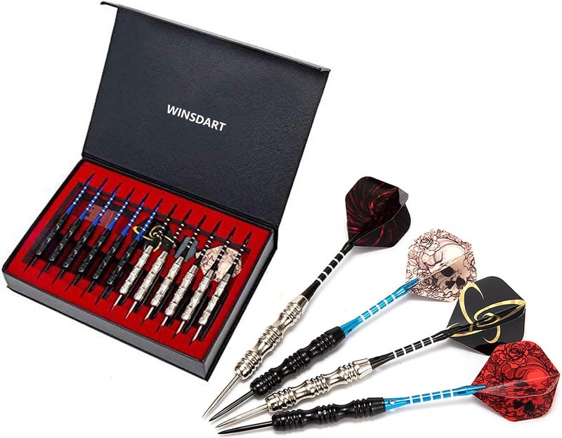 Wsdart Darts Metal Tip Set Professional Metal Darts for Dartboard Steel Tip Darts with Nonslip Iron Barrel Aluminum Dart Shafts,Extra Flights,Dart Sharpener,Gift Box - Image 1