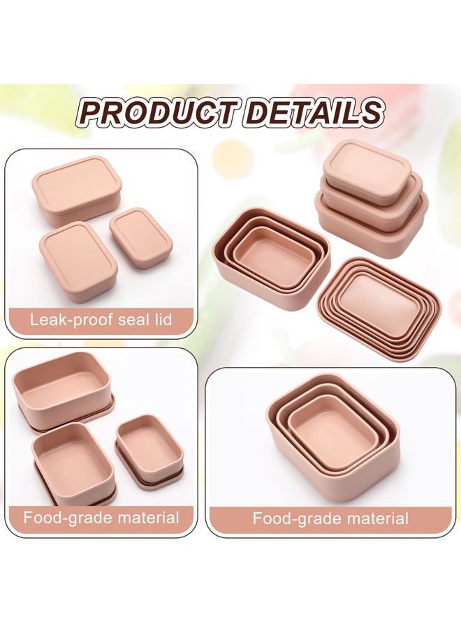 Blushtier 2 Sets of 6 Silicone Food Storage Containers with Lid Rectangular Lunch Box Hard Shell Silicone Containers Bento Box Microwave Dishwasher Freezer Safe, 10 Oz, 23.6 Oz, 44 Ounce(Pink) - Image 3