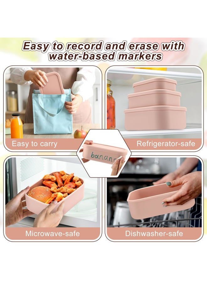 Blushtier 2 Sets of 6 Silicone Food Storage Containers with Lid Rectangular Lunch Box Hard Shell Silicone Containers Bento Box Microwave Dishwasher Freezer Safe, 10 Oz, 23.6 Oz, 44 Ounce(Pink) - Image 5