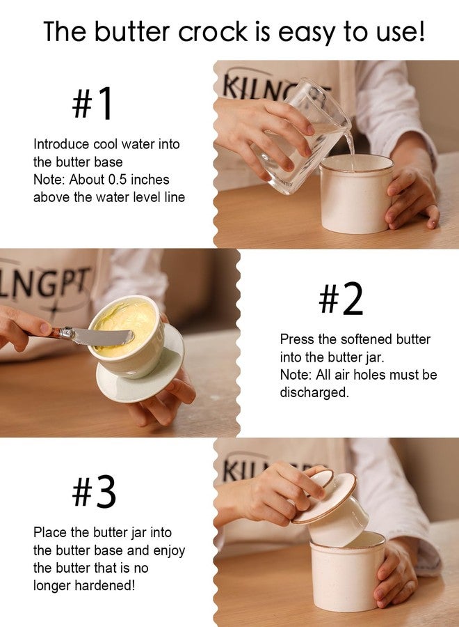 طبق زبدة فرنسي من جيرسينوي، وعاء زبدة للمطبخ مزود بخط ماء، حافظة زبدة سيراميك للزبدة القابلة للدهن - هدية عيد الميلاد، ديكور منزلي للمطبخ - مجموعة طلاء تفاعلي - أبيض - Image 4