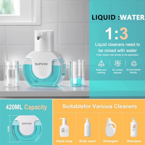 Supvox® Auto Soap Dispenser Smart Soap Foamer Dispenser No-Touch Automatic Fine Foam 420ml Hand Wash Foamer Handwash for Kitchen Bathroom Office Public Area - Image 2