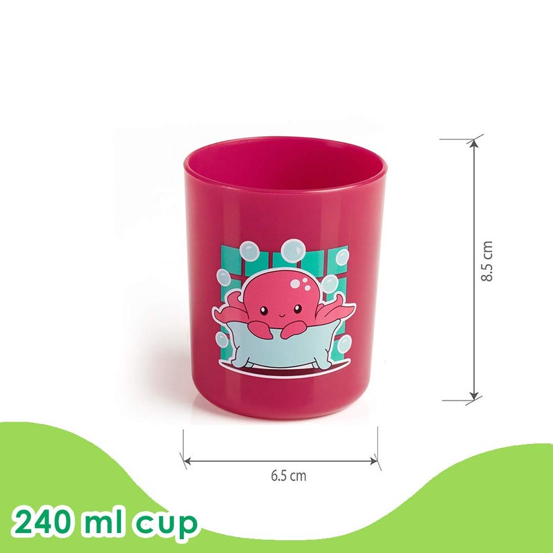 Beebaby Boo Boo Cup for Kids, 100% BPA Free, Training Cup Set for Baby/Toddlers, Unbreakable 3Pcs Baby Tumbler Glass Set, 240 ml, 8 oz.(Pink & Violet, 18M+) - Image 3