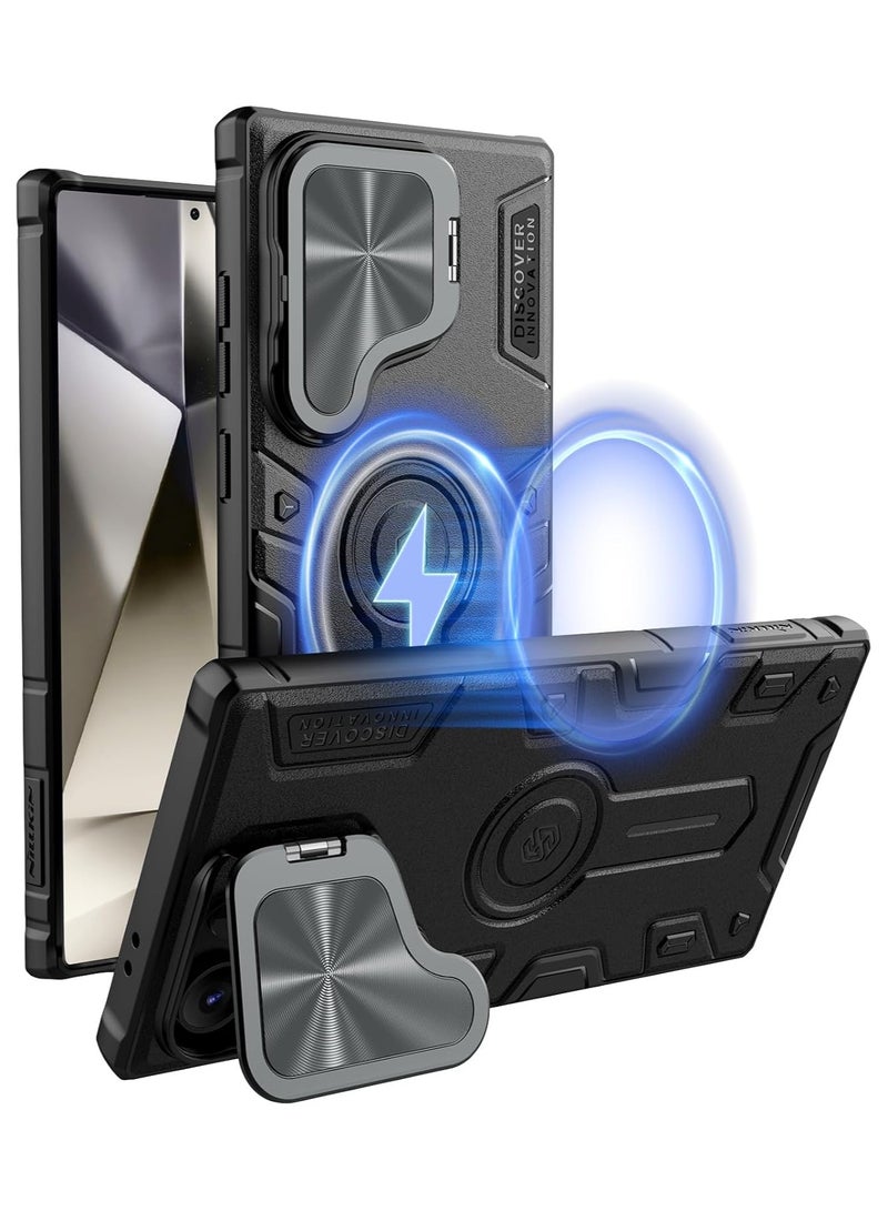 Nillkin Magnetic for Samsung Galaxy S24 Ultra Case, Compatible with MagSafe Case with Invisible Kickstand & Camera Cover, Heavy Duty Magnetic Phone Case for Samsung Galaxy S24 Ultra, Black - Image 1