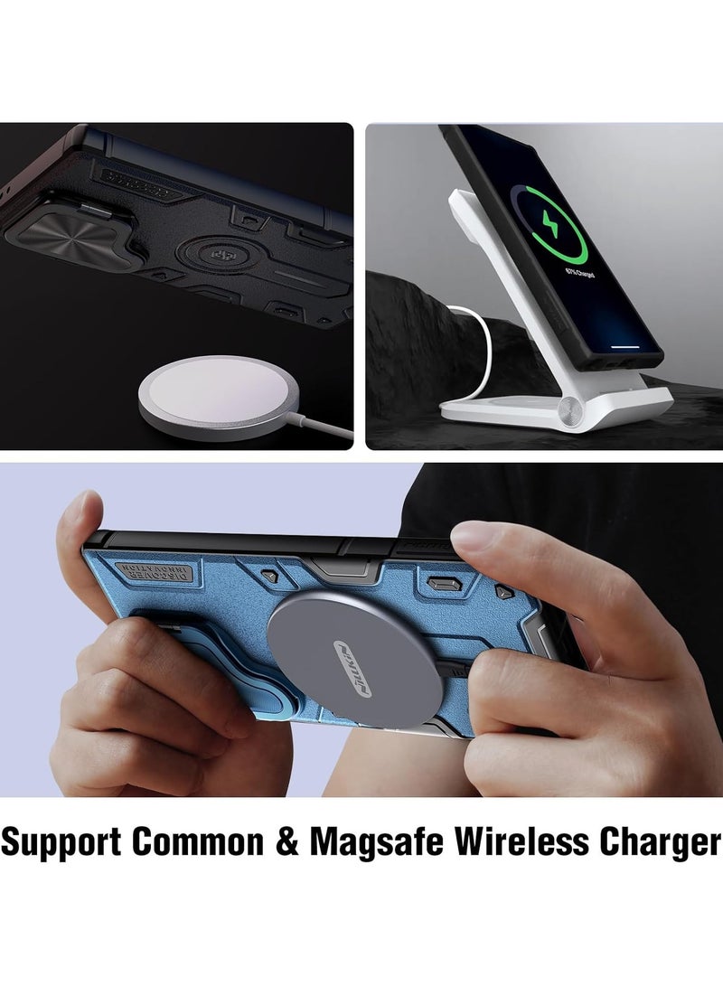 Nillkin Magnetic for Samsung Galaxy S24 Ultra Case, Compatible with MagSafe Case with Invisible Kickstand & Camera Cover, Heavy Duty Magnetic Phone Case for Samsung Galaxy S24 Ultra, Black - Image 3