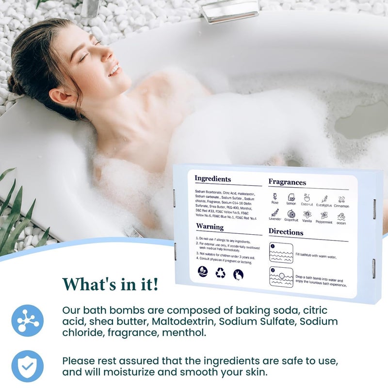 TranquilBliss Bath Bombs Set 50 PCS with 10 Rich Scents, Bath Bombs for Women, Natural Bubble Bombs with Shea Butter & Safe Oil, Ideal for Valentine's Day, Christmas, Birthday, Mother's Day Present - Image 5