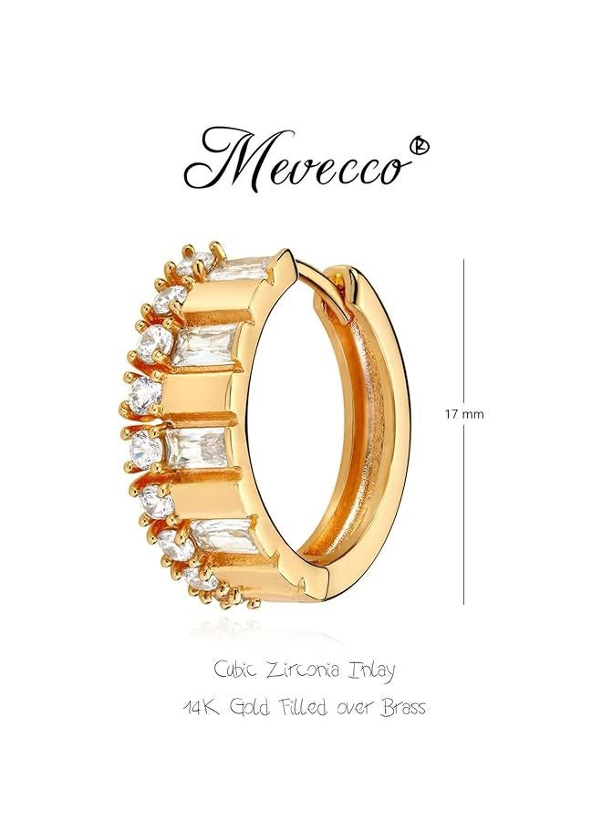 Mevecco Women Huggie Earrings Gold Hoop Sleeper 14K Gold Filled Small Simple Handmade Hypoallergenic Everyday Jewelry - Image 4