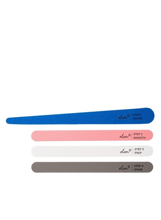 Elon - Professional Nail File System - 4 Step Fingernail Files For Manicure - Nail File Set (4 Double-Sided) - Dermatologist Recommended Hand Files For Nails - Rebuild & Restore The Health Of Nails - Image 1
