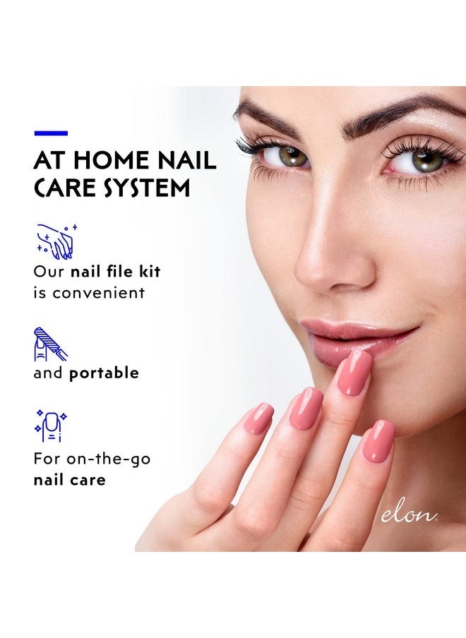Elon - Professional Nail File System - 4 Step Fingernail Files For Manicure - Nail File Set (4 Double-Sided) - Dermatologist Recommended Hand Files For Nails - Rebuild & Restore The Health Of Nails - Image 1