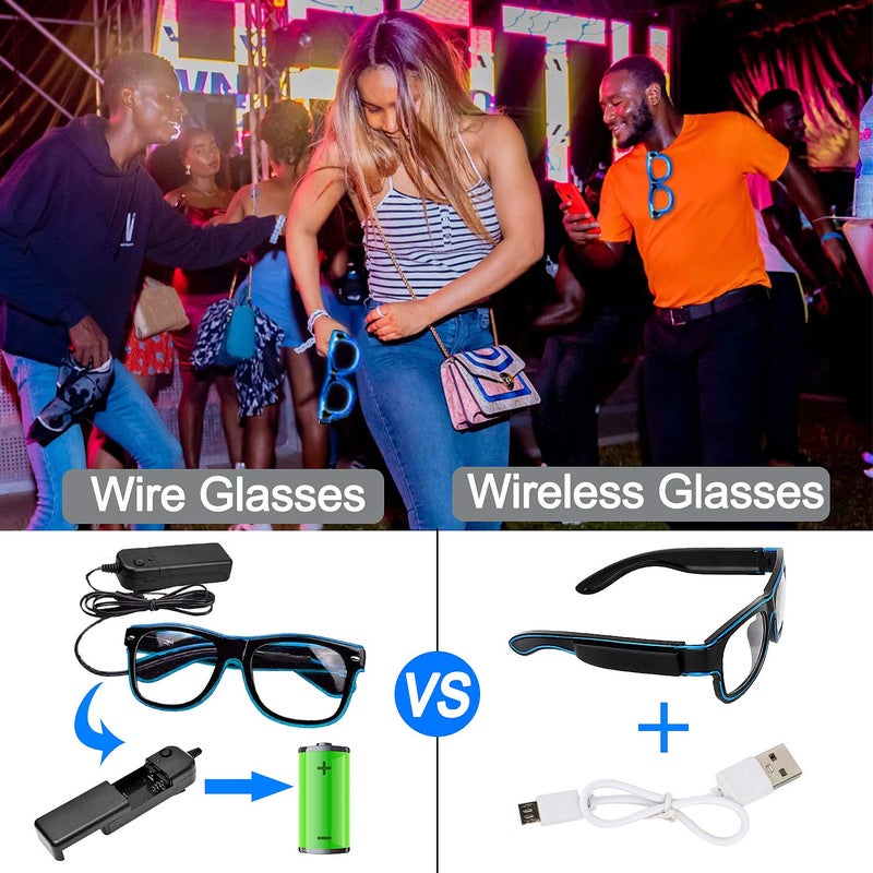 YouRfocus Wireless LED Light Up Glasses Glow in the Dark Neon Rave Glasses for Rave Party, EDM, Halloween, Christmas (Green) - Image 5