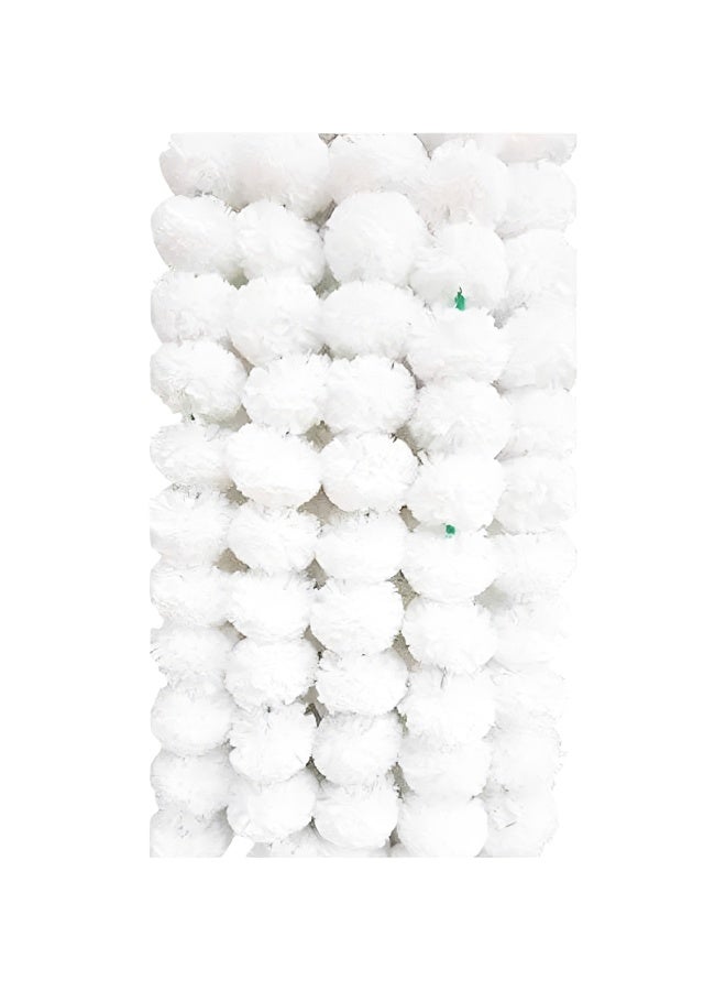 Madhoor Festive White Pom-Pom Latkan Set – 5 Pieces, 50 Inches for Diwali Décor