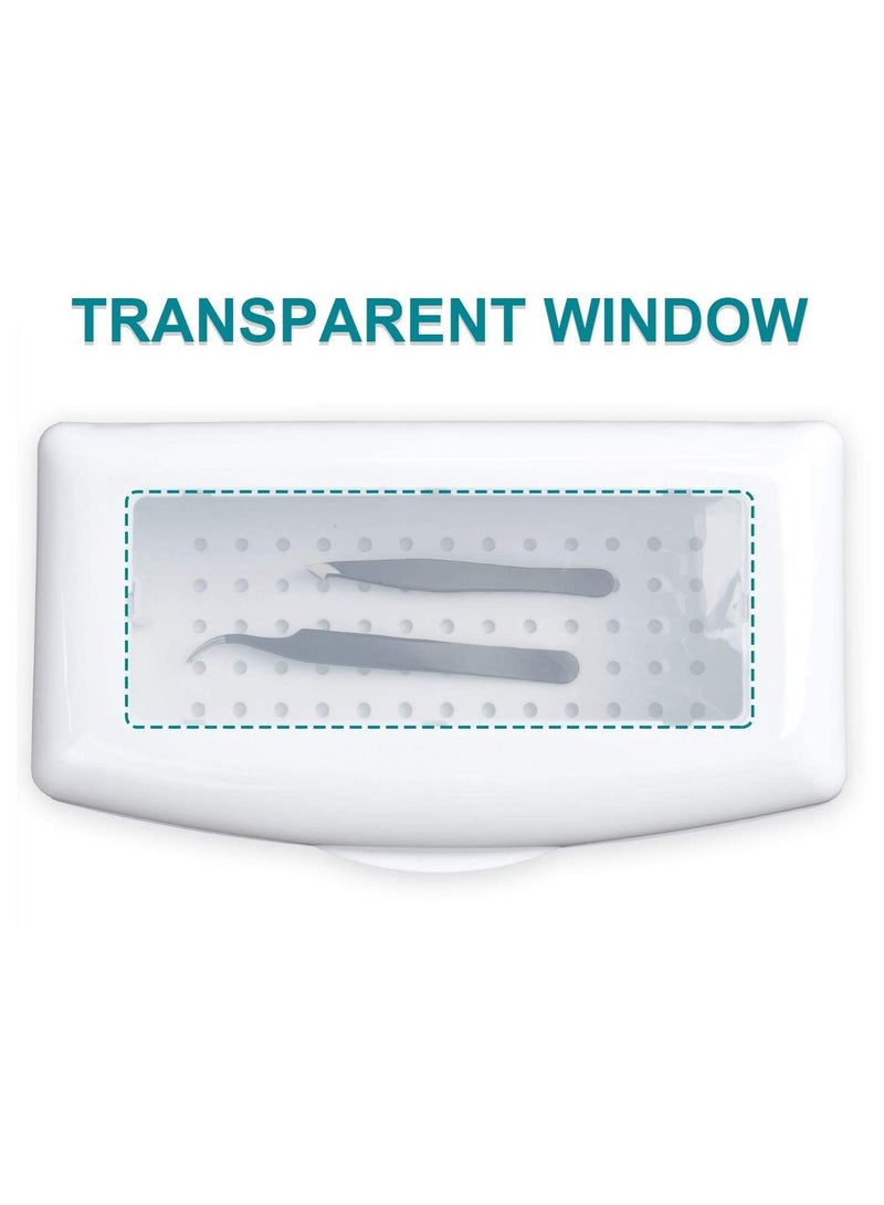 KASTWAVE صندوق تعقيم أدوات الأظافر، صينية تعقيم بلاستيكية، صندوق مطهر لتعقيم أدوات الأظافر، ملاقط، أداة تقليم الجلد، مقص، صينية تخزين نظيفة لأدوات فن الأظافر - Image 4