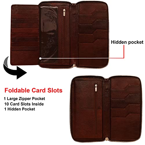 ABYS Genuine Leather Dark Brown Passport Holder||Card Holder||Wallet for Women and Girl's - Image 5
