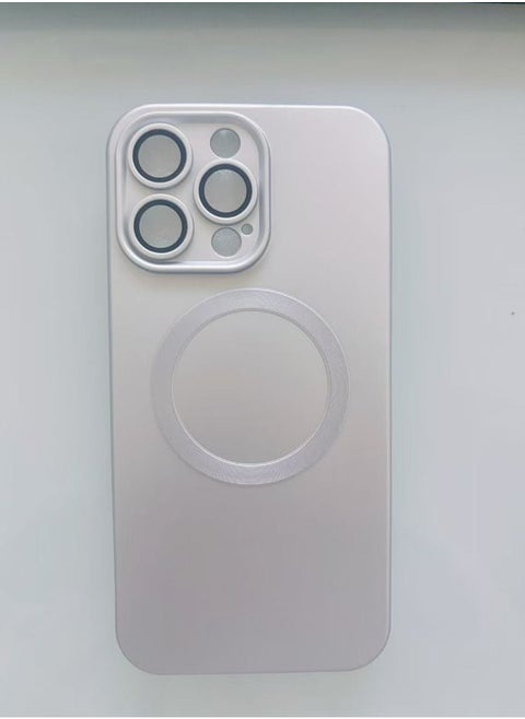 iPhone 16 Pro Max Case, Matte Magnetic Case with Camera Lens Protector 【MagSafe Compatible】 Soft TPU Slim Shockproof Case, Silver