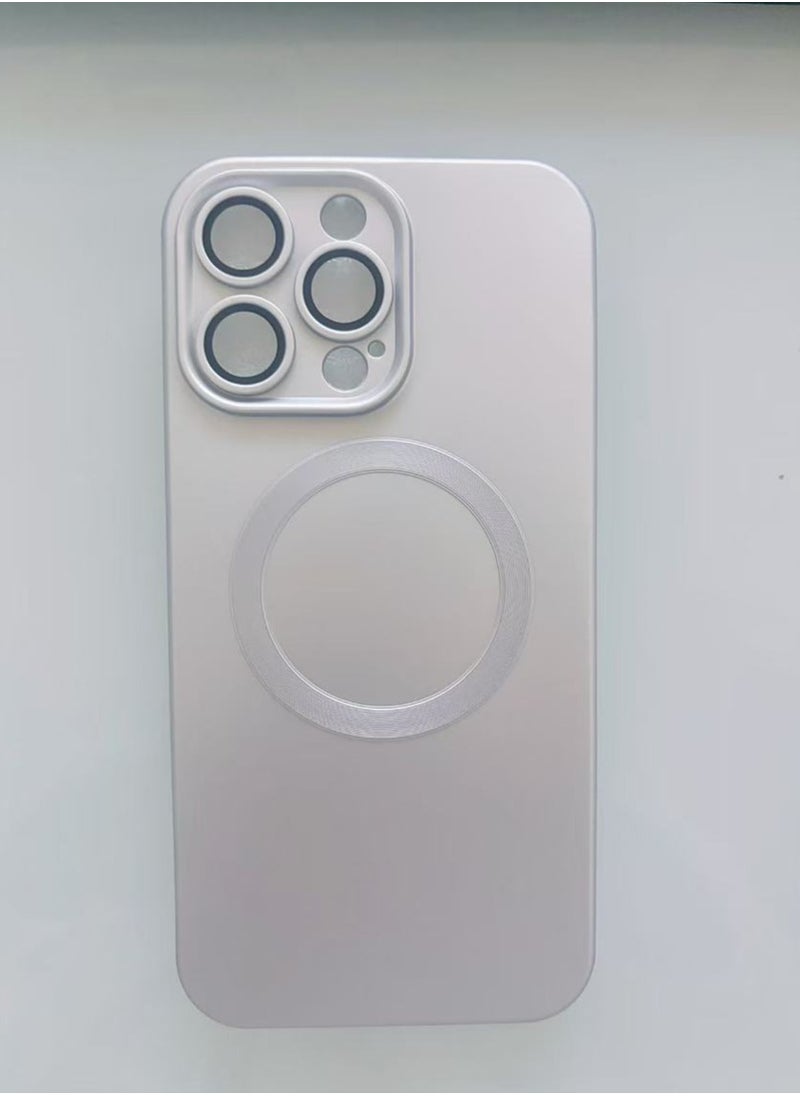 Generic - iPhone 16 Pro Max Case, Matte Magnetic Case with Camera Lens Protector 【MagSafe Compatible】 Soft TPU Slim Shockproof Case, Silver - Image 1