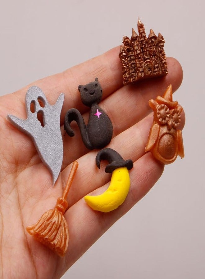 Caregene Halloween Silicone Molds Set, Witch Cat Ghost Moon Castle Pumpkin Face Candy Mold, Halloween Chocolate Making Decorating Tools - Image 4