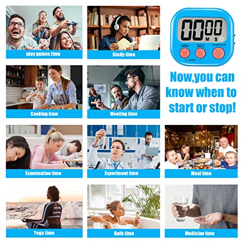HADDOCK 6 Pack Multi-Function Electronic Timer - Magnetic Digital Timers Big LCD Display The Loud/Silent Switch Countdown Timer Extensively Use in Break Time, Cooking,Gym, Meeting, Classroom - Image 2