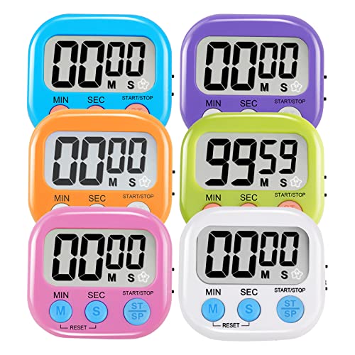 HADDOCK 6 Pack Multi-Function Electronic Timer - Magnetic Digital Timers Big LCD Display The Loud/Silent Switch Countdown Timer Extensively Use in Break Time, Cooking,Gym, Meeting, Classroom - Image 1