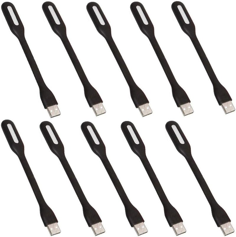 MaiJin 10 pieces – Flexible Mini USB LED Lamp for Laptop PC Outdoor Low Consumption Gift Night Book Reading (Black) - Image 1