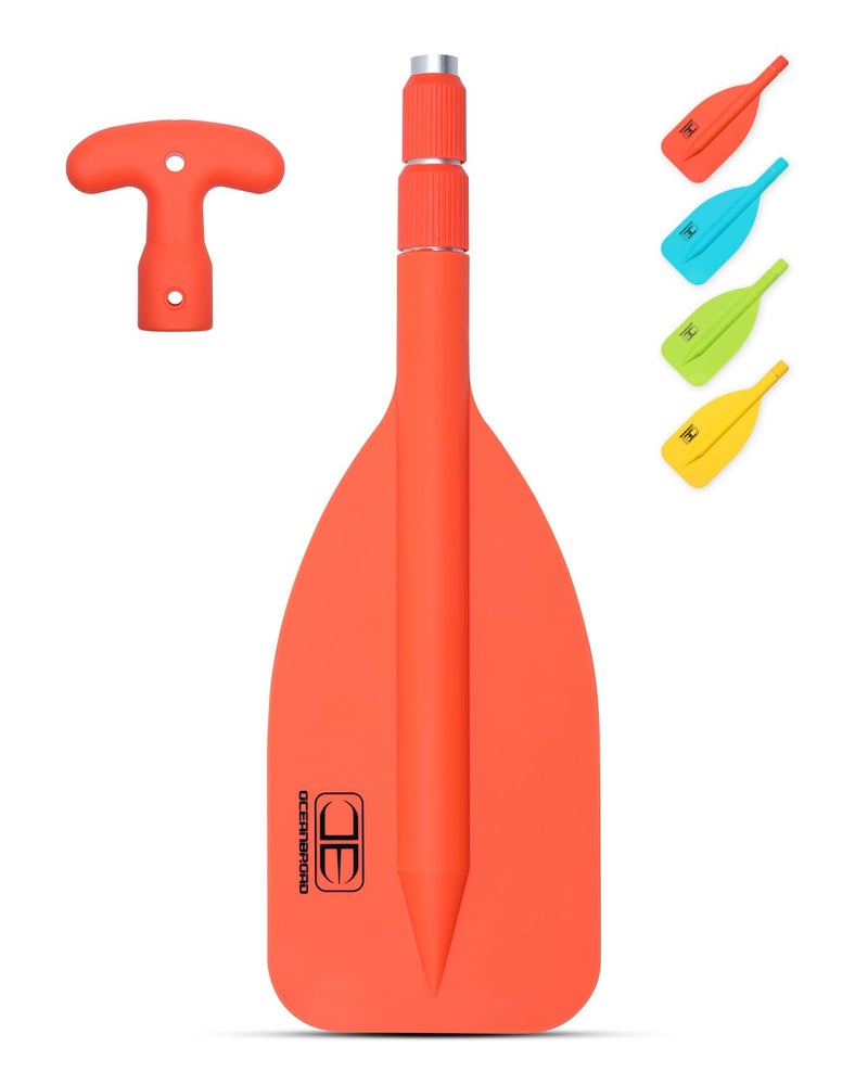 Telescoping Emergency Paddle 21''-42'' Collapsible Paddles Aluminium Shaft for Kayaing Boating Canoeing River Tubing, Orange, 2 Paddles - Image 1