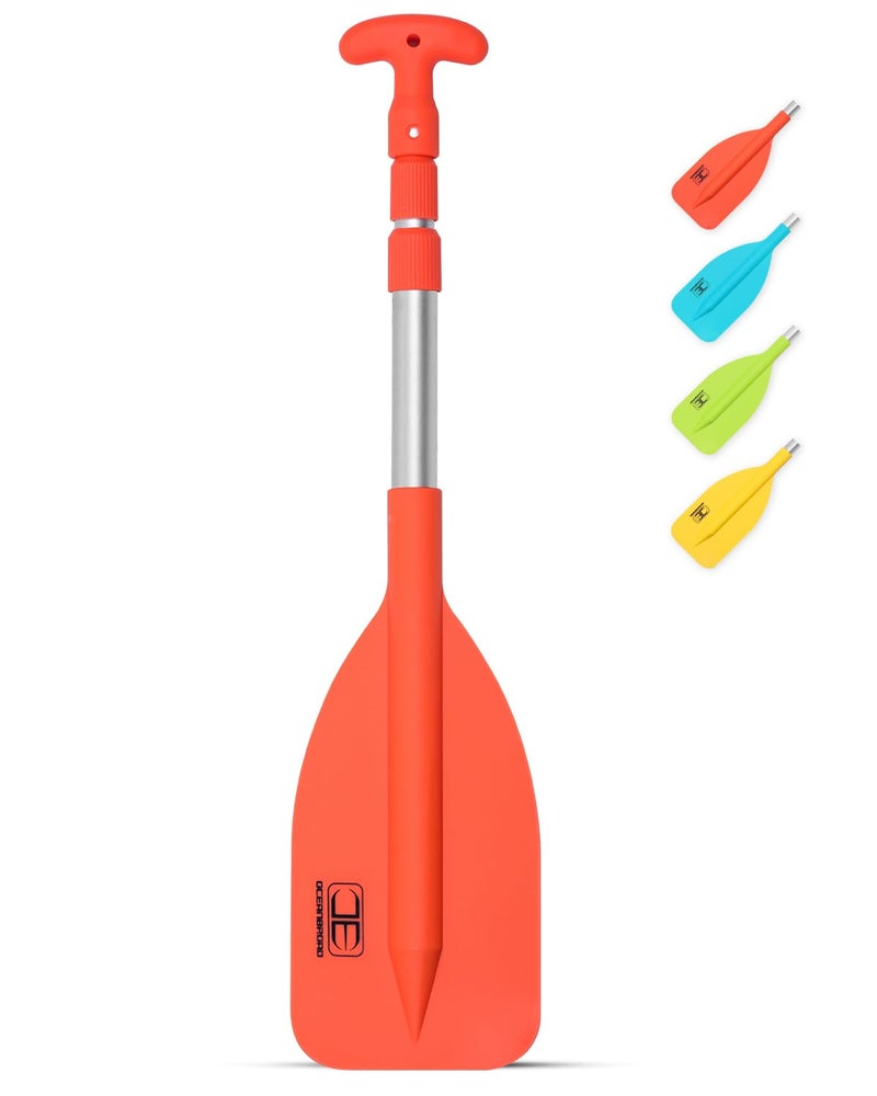 Telescoping Emergency Paddle 21''-42'' Collapsible Paddles Aluminium Shaft for Kayaing Boating Canoeing River Tubing, Orange, 2 Paddles - Image 2