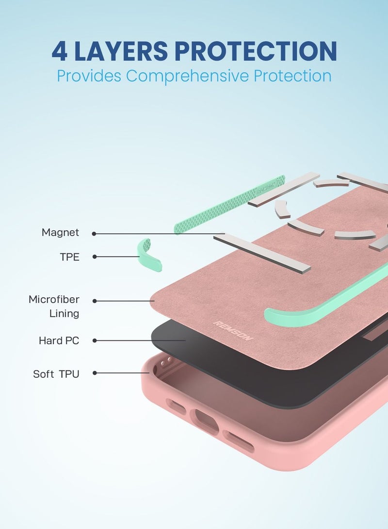 Remson غطاء حماية سيليكون هجين مغناطيسي من ريمسون ماج-إكس لحماية آيفون 14 (وردي) - Image 5