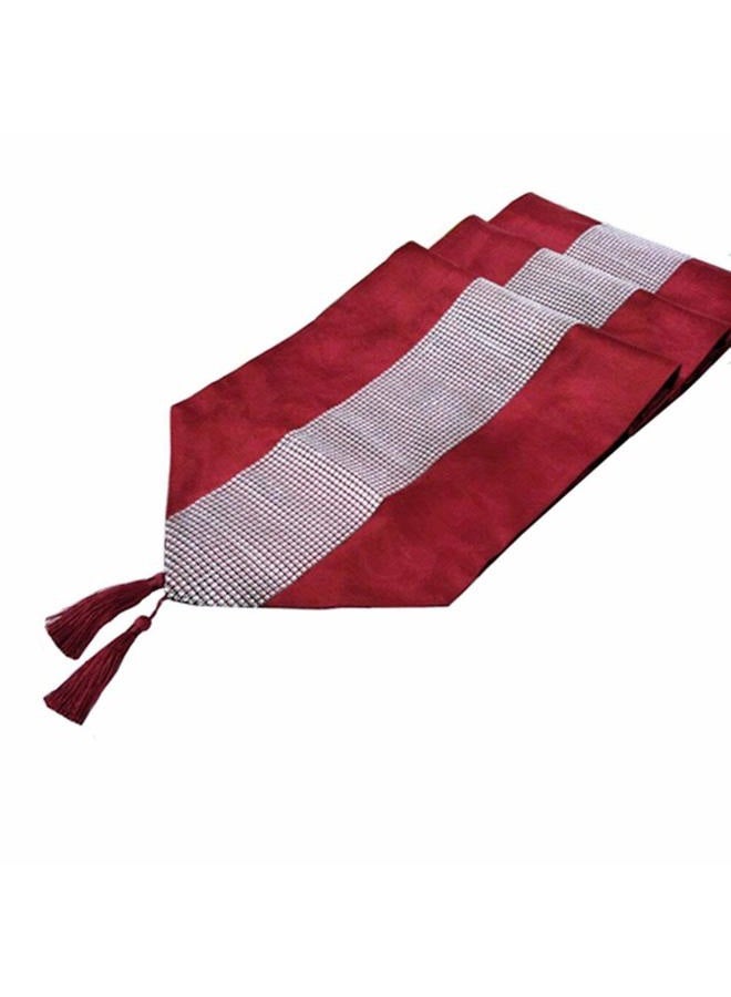 OZXCHIXU 13inch x 72inch Table Runner with Diamante Strip and Tassels (red) - Image 2